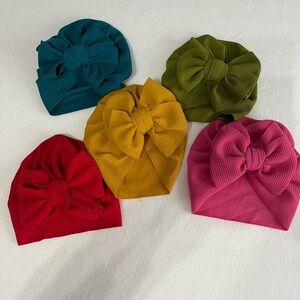5 Colorful Bow Knot Baby Turbans